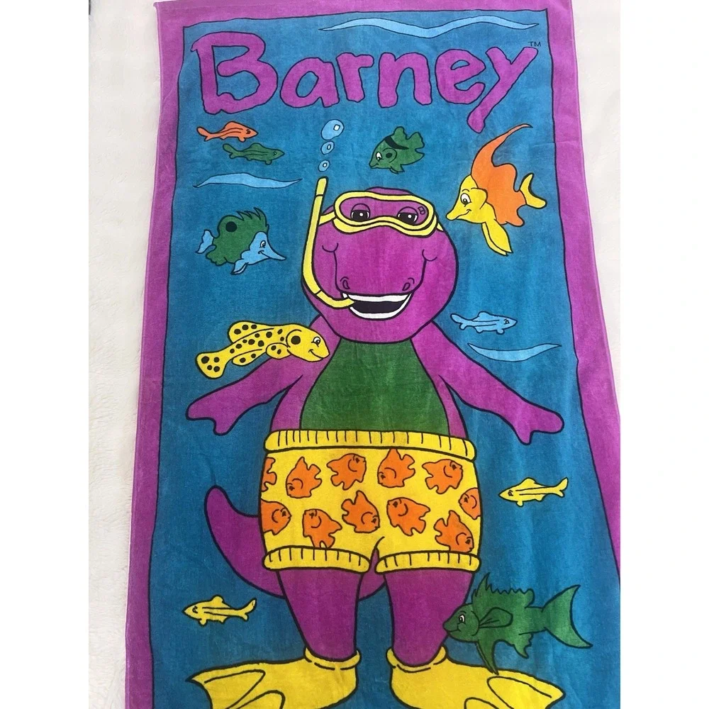 1992 Barney Snorkel Swimming Beach Towel Fish Ocean Lyons Group Vintage NEW
